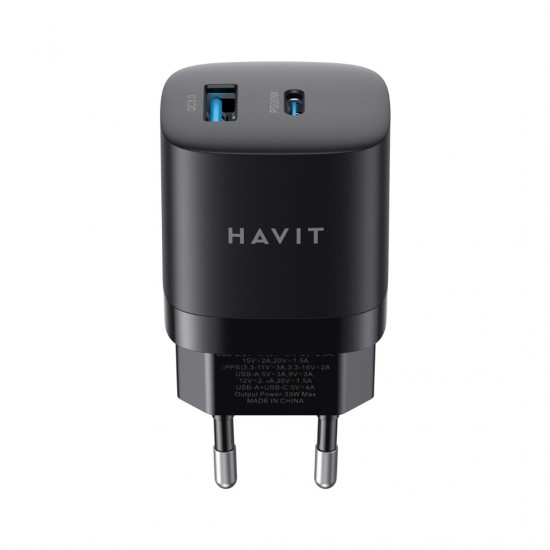 Havit UC30 30 W Gan Teknoloji Hızlı Şarj Adaptörü - Type-C ve Usb QC3.0